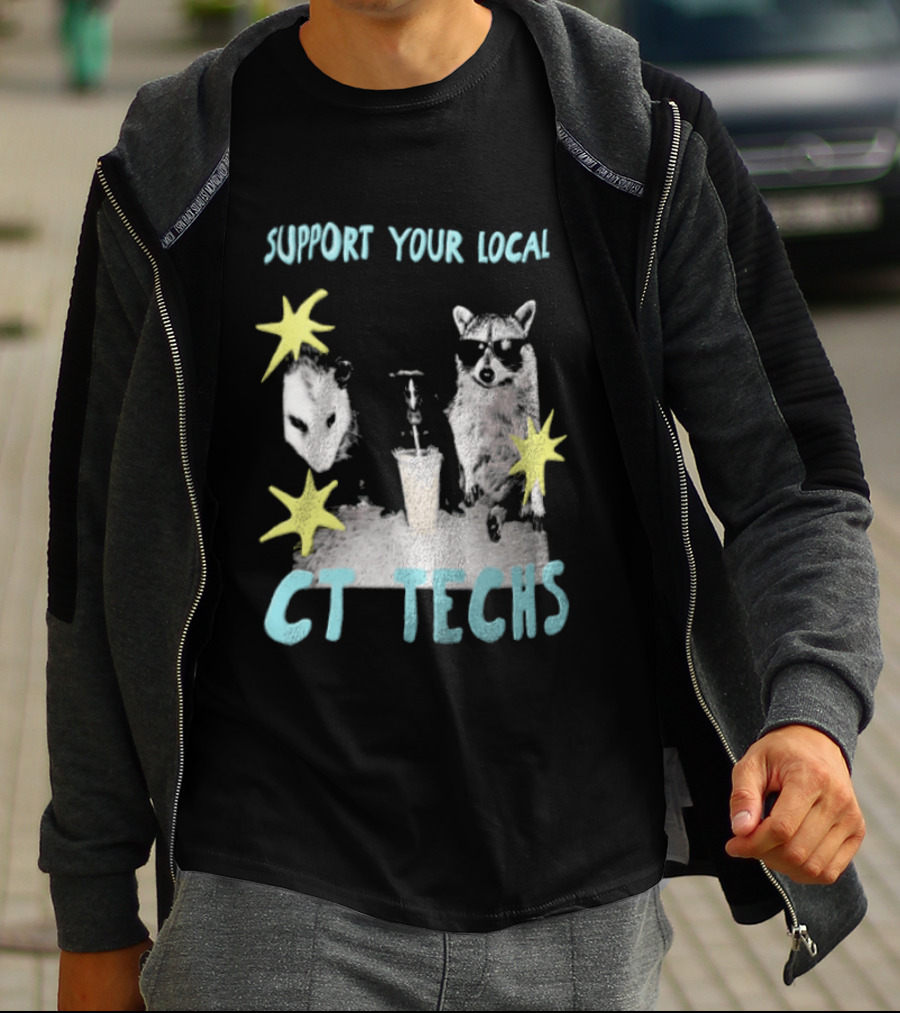 Support Your Local CT Techs Opossum Skunk Raccoon Stars T-Shirt