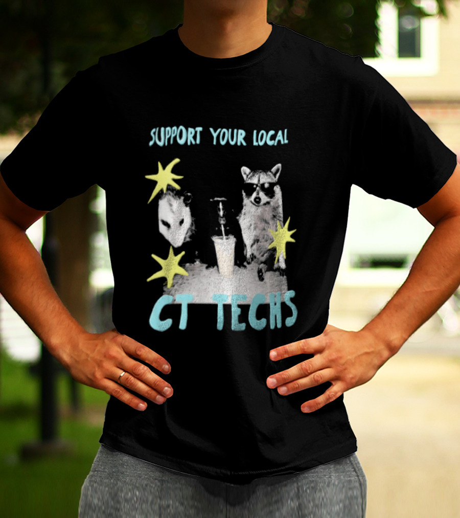 Support Your Local CT Techs Opossum Skunk Raccoon Stars T-Shirt