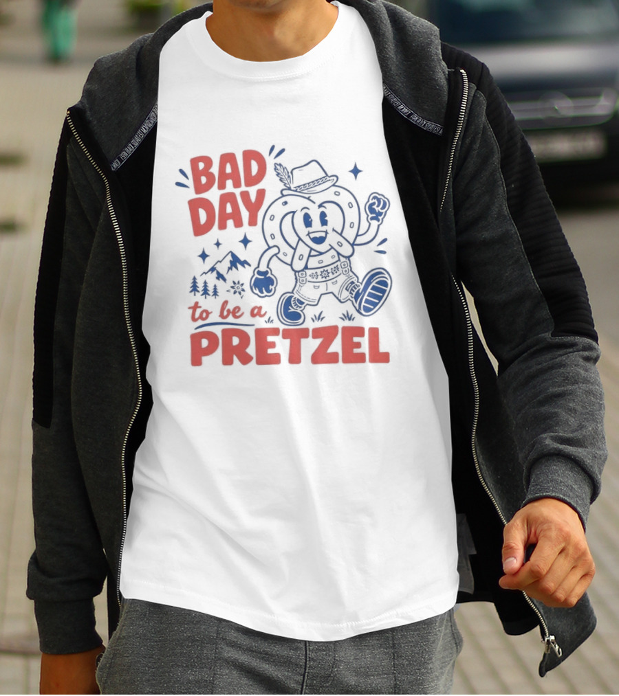 Bad Day To Be A Pretzel Cartoon Character Adventure T-Shirt