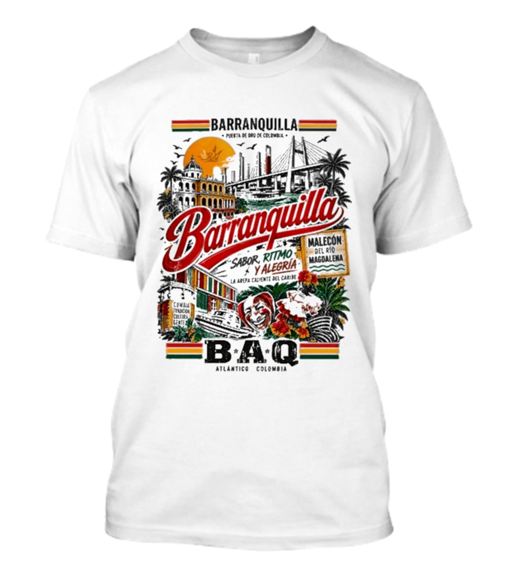 Barranquilla Colombia BAQ Sabor Ritmo Alegria Malecon Atlantico Explora T-Shirt