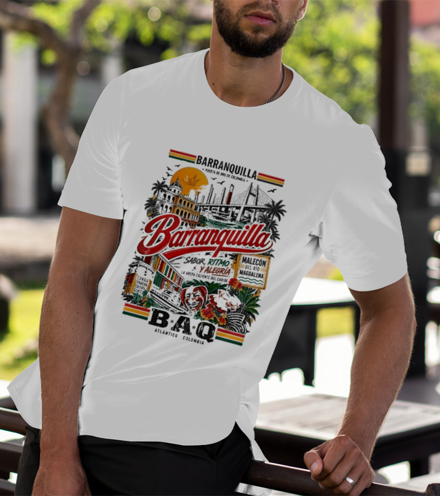 Barranquilla Colombia BAQ Sabor Ritmo Alegria Malecon Atlantico Explora T-Shirt