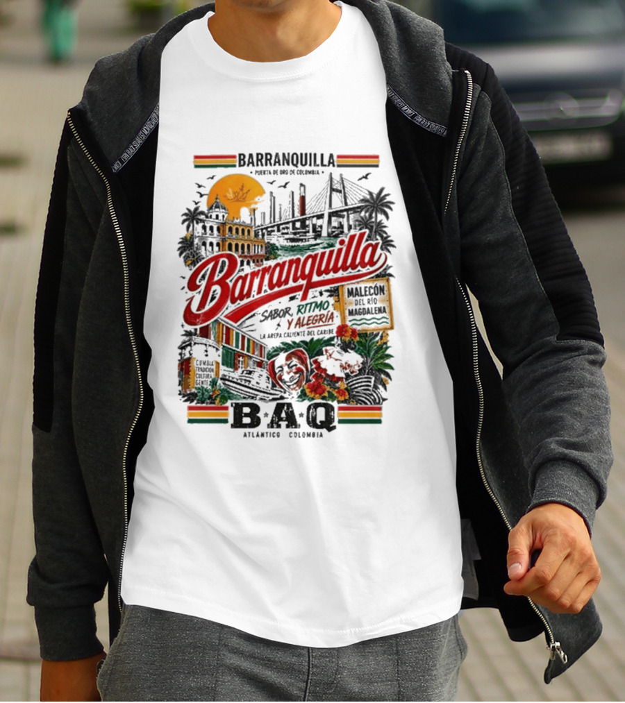 Barranquilla Colombia BAQ Sabor Ritmo Alegria Malecon Atlantico Explora T-Shirt