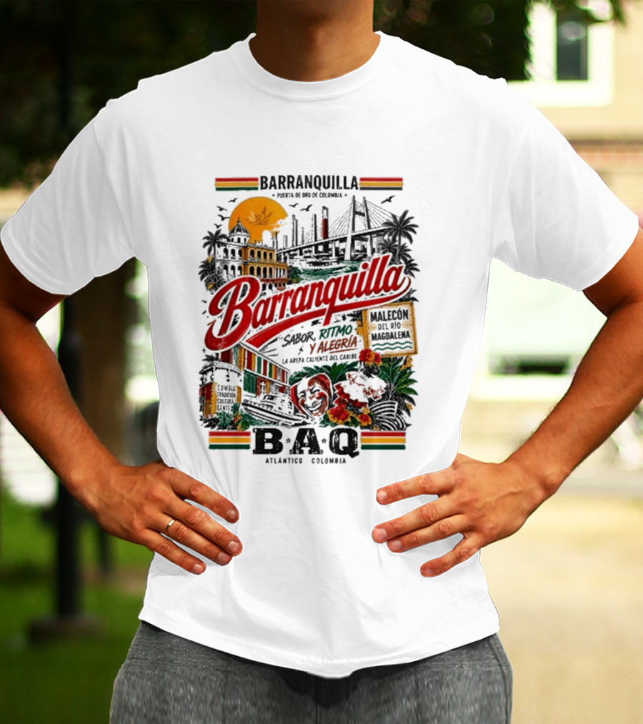 Barranquilla Colombia BAQ Sabor Ritmo Alegria Malecon Atlantico Explora T-Shirt