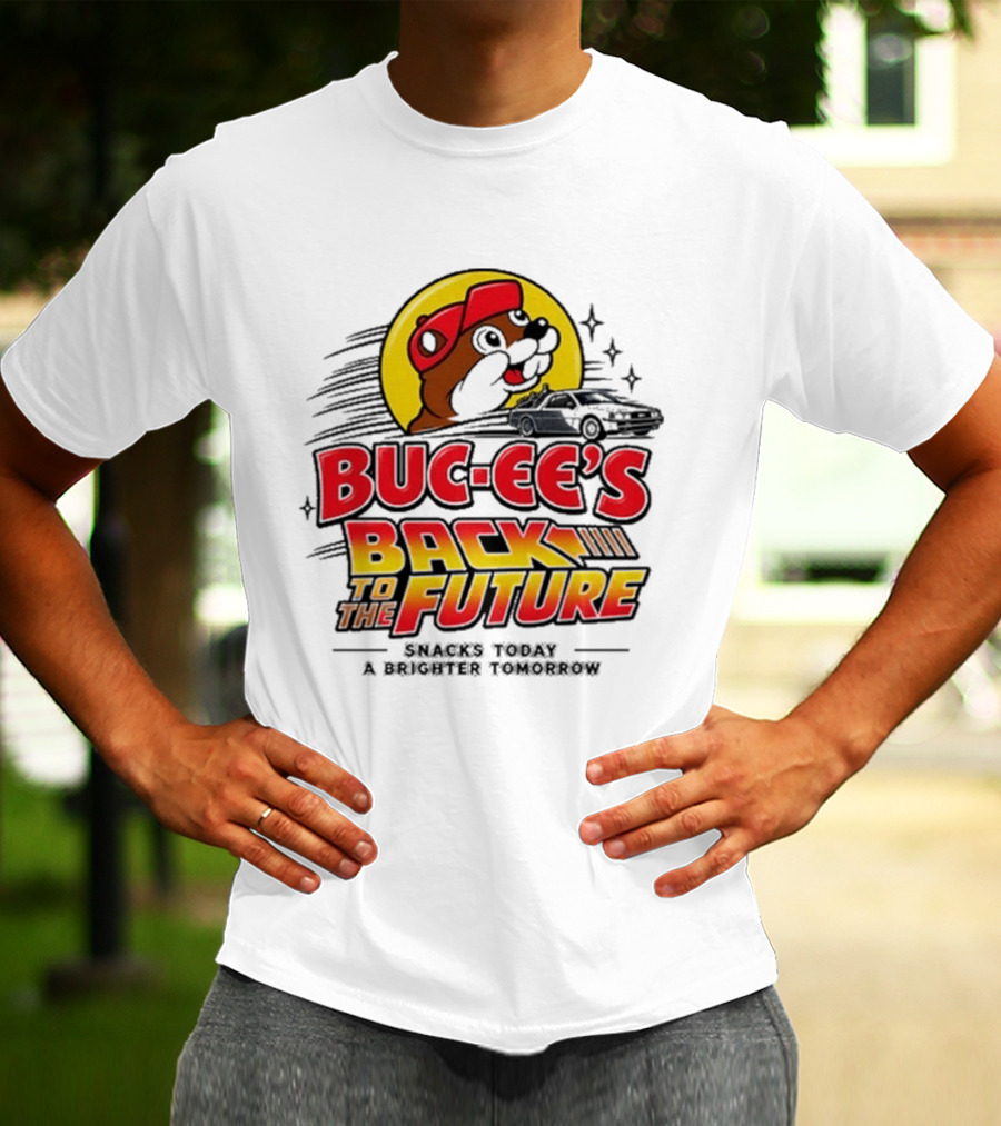 Buc Ee's Back To The Future DeLorean Snacks Today Brighter Tomorrow T-Shirt