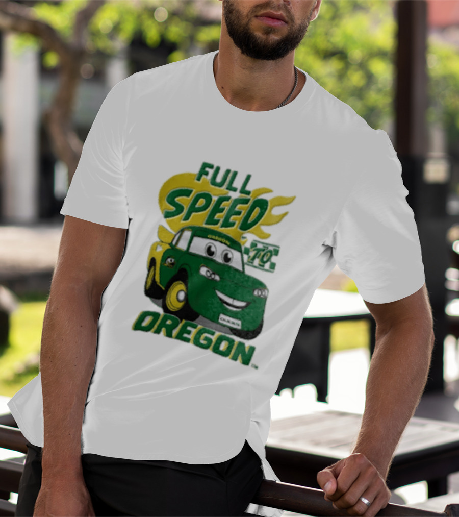 Full Speed Oregon Ducks Car Toon Sporting Team Spirit T-Shirt