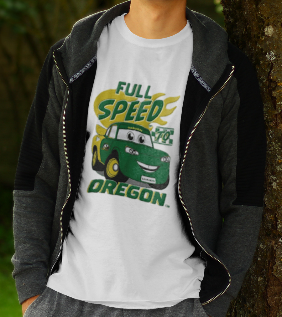 Full Speed Oregon Ducks Car Toon Sporting Team Spirit T-Shirt