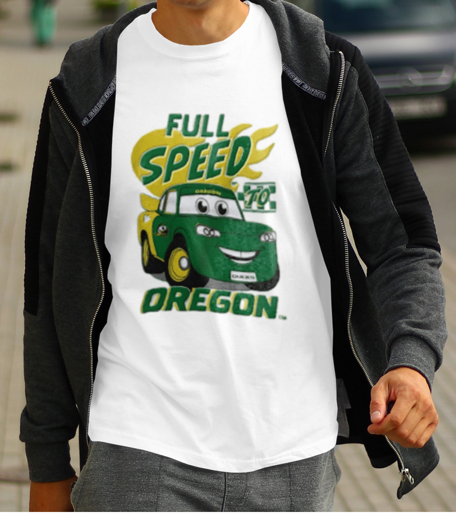 Full Speed Oregon Ducks Car Toon Sporting Team Spirit T-Shirt
