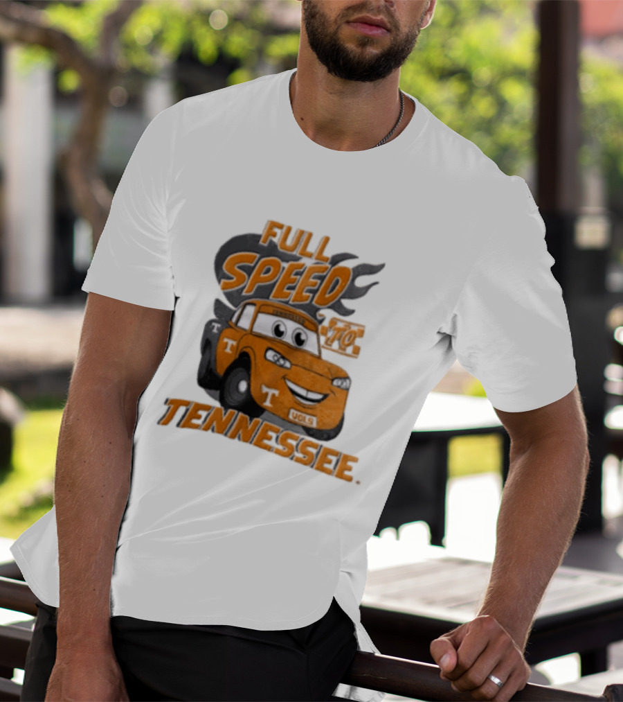 Full Speed Tennessee Vols Truck Cartoon With Flames And Number Plate T-Shirt