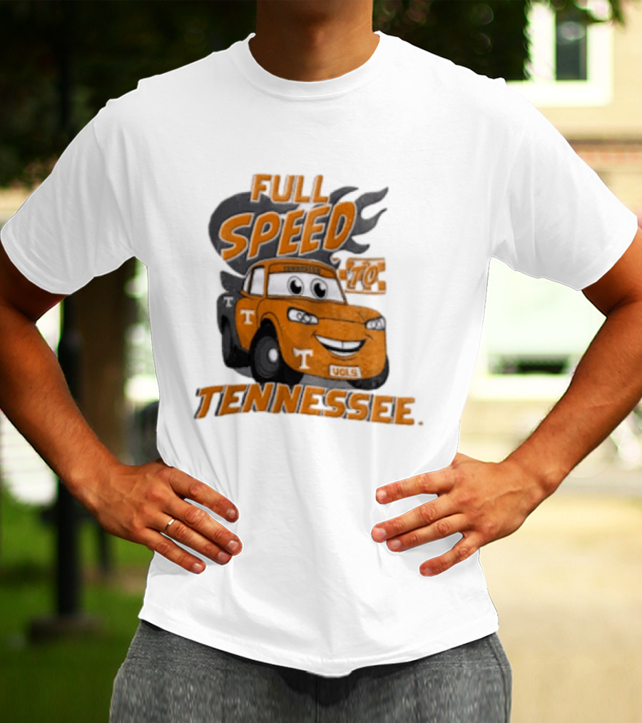 Full Speed Tennessee Vols Truck Cartoon With Flames And Number Plate T-Shirt