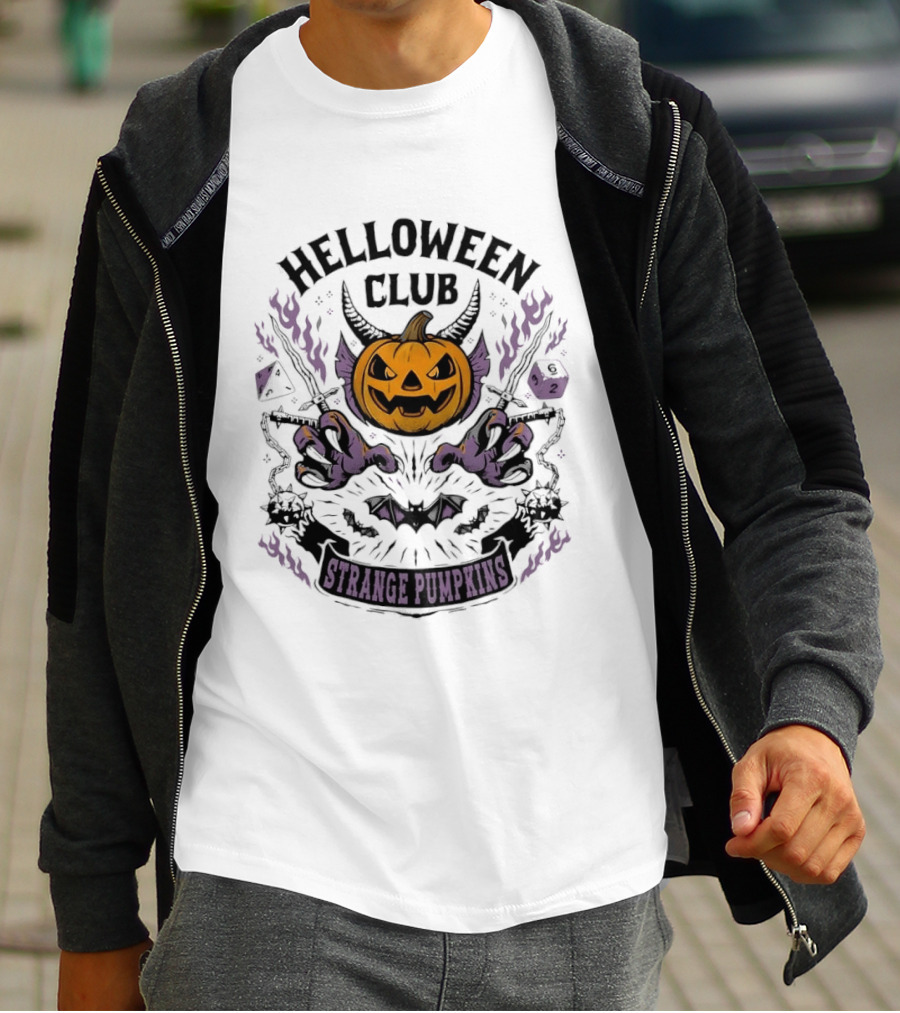 Helloween Club Strange Pumpkins Halloween Jack O' Lantern Monster Claws T-Shirt