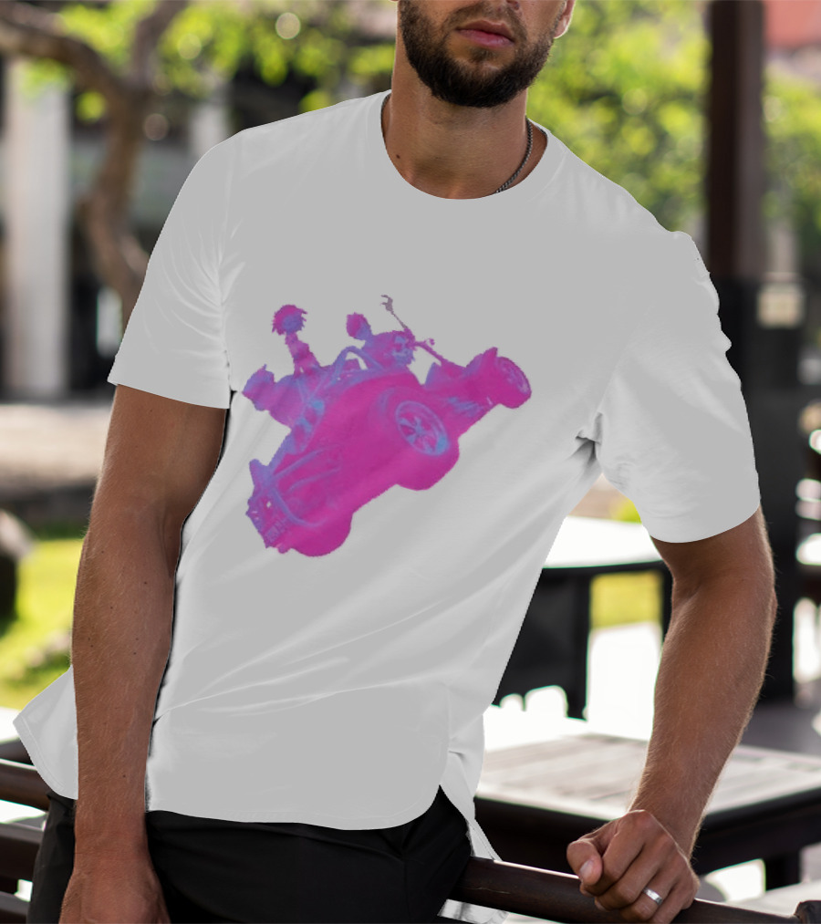Hot Topic Gorillaz Neon Buggy Pink Blue Vehicle T-Shirt