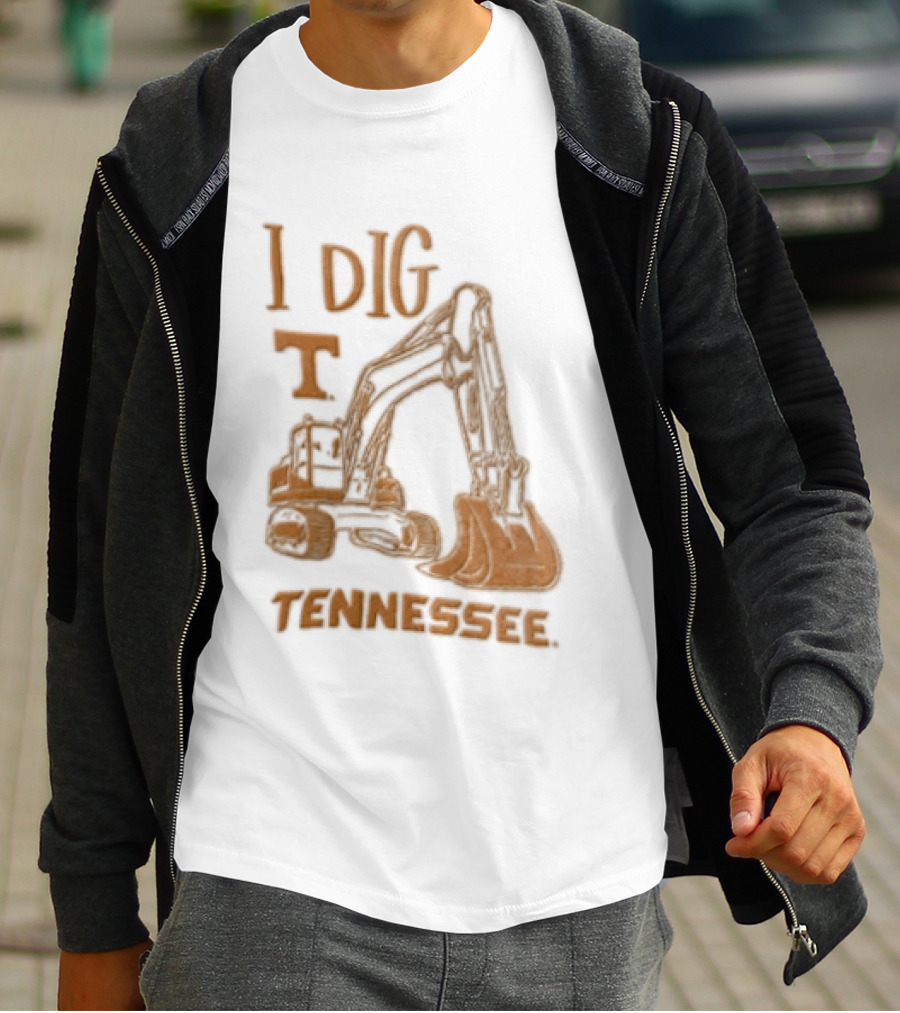 I Dig Tennessee Excavator Orange Text Construction Equipment T-Shirt