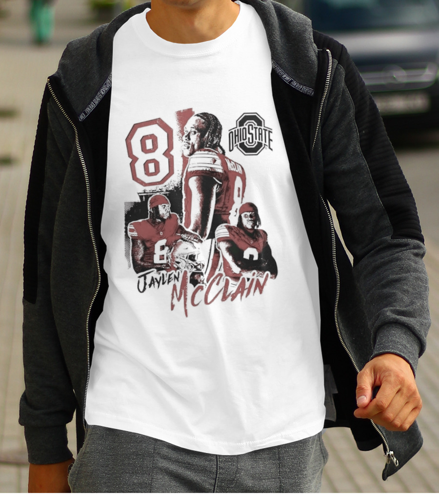 Ohio State Buckeyes Jaylen McClain No 8 Football Player T-Shirt