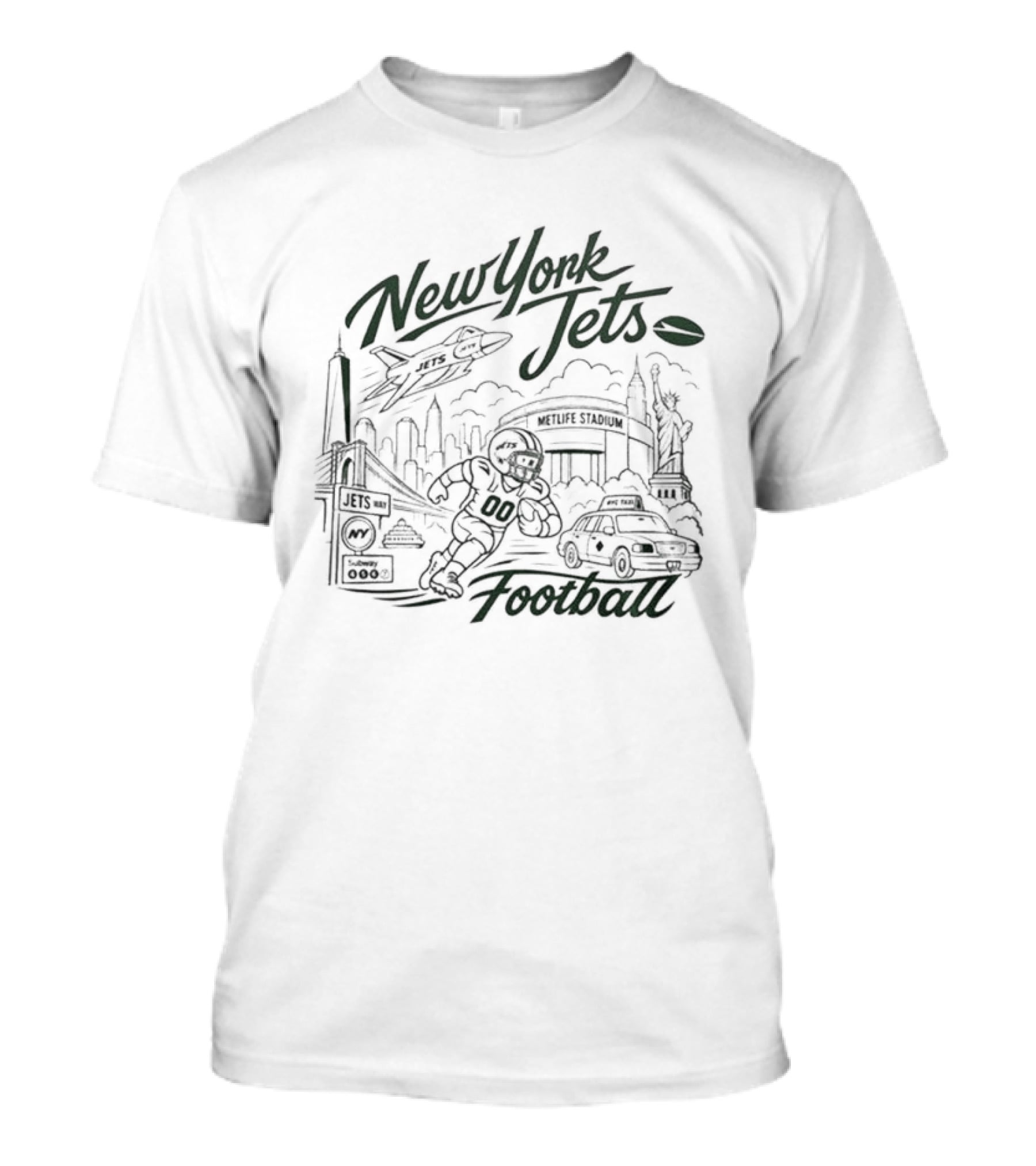 New York Jets Football Skyline Cityscape And Stadium T-Shirt