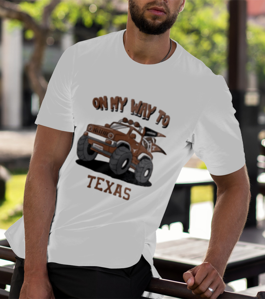 On My Way To Texas Monster Truck Longhorns T-Shirt