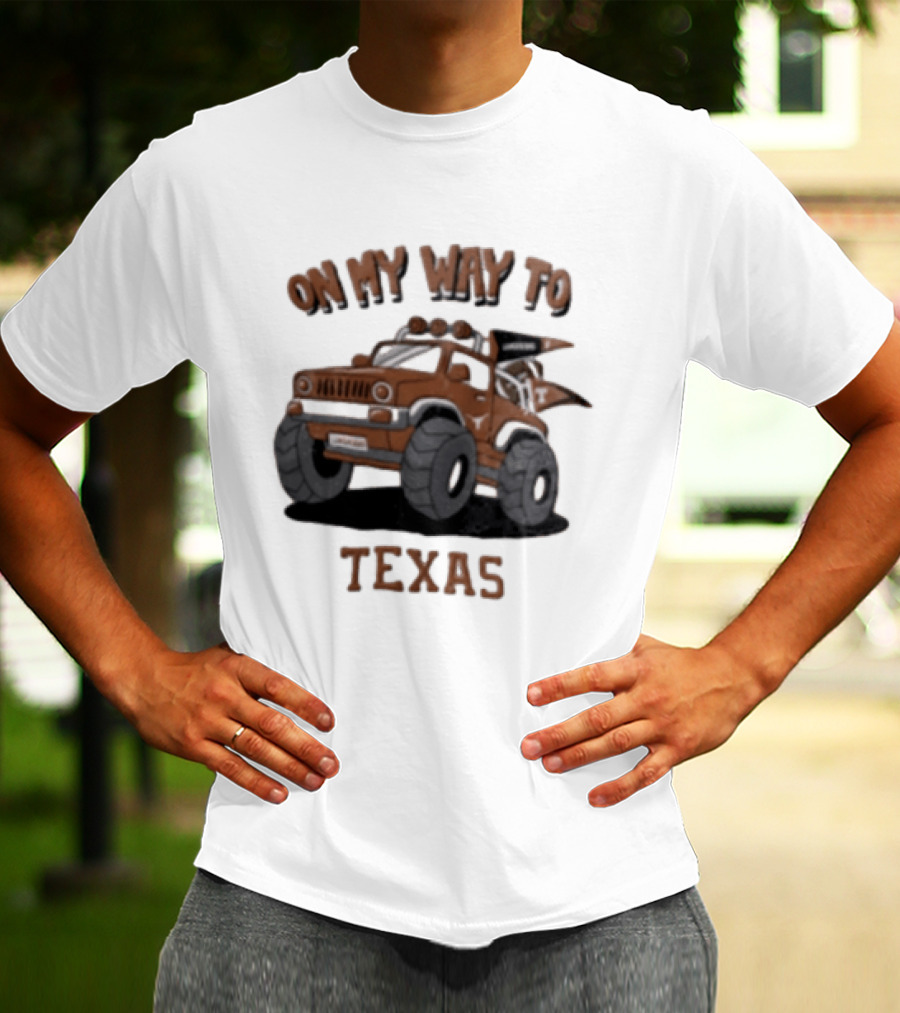 On My Way To Texas Monster Truck Longhorns T-Shirt