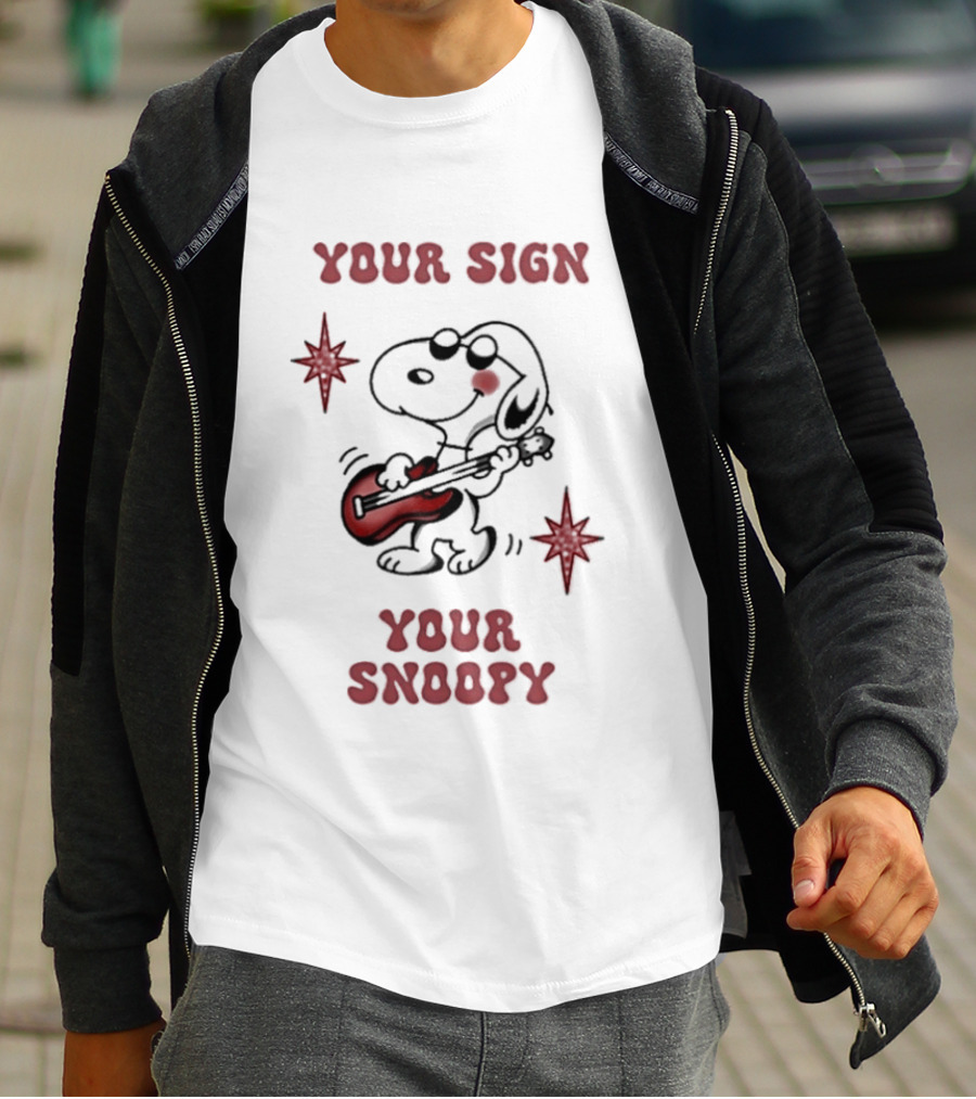 Your Sign Your Snoopy Guitar Iconic Peanuts Character Playing Music T-Shirt