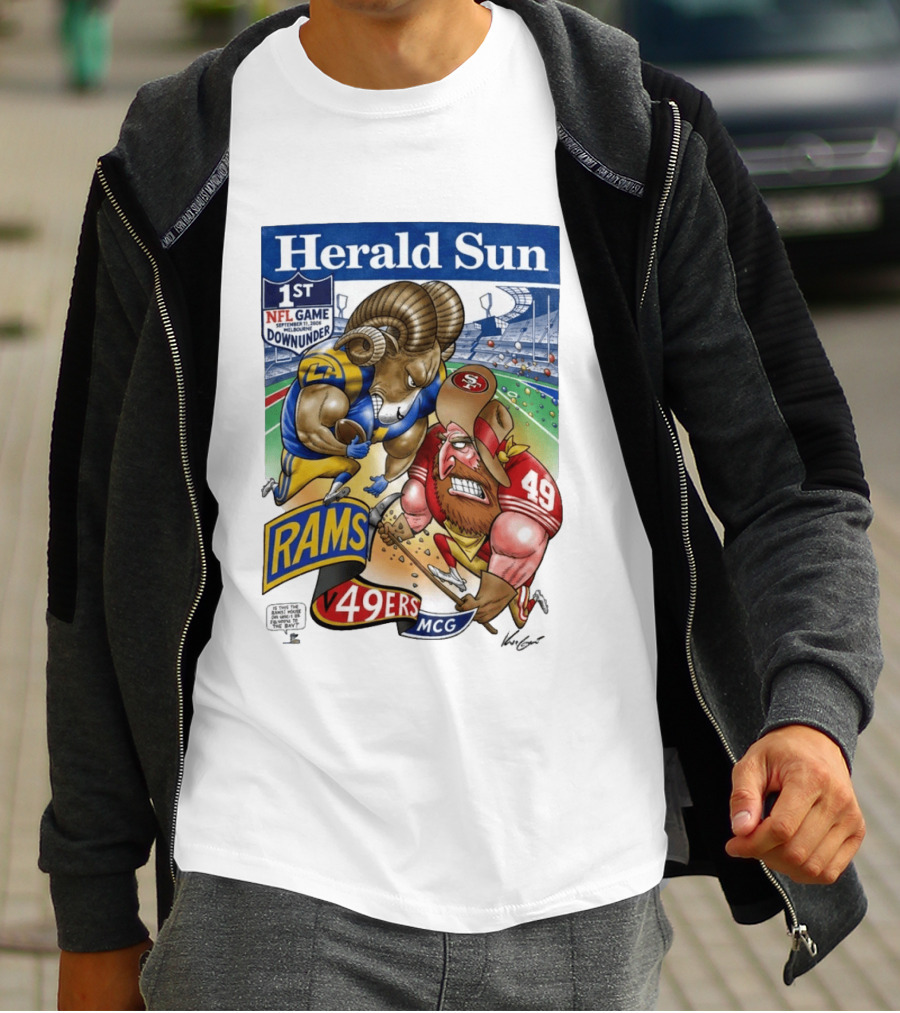 Herald Sun 1st NFL Game Down Under September 11 2026 Rams Vs 49ers MCG Melbourne T-Shirt