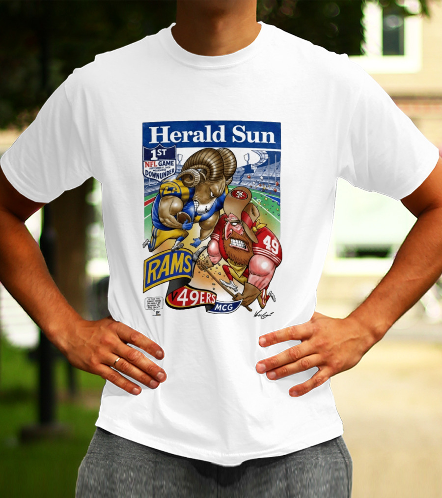 Herald Sun 1st NFL Game Down Under September 11 2026 Rams Vs 49ers MCG Melbourne T-Shirt