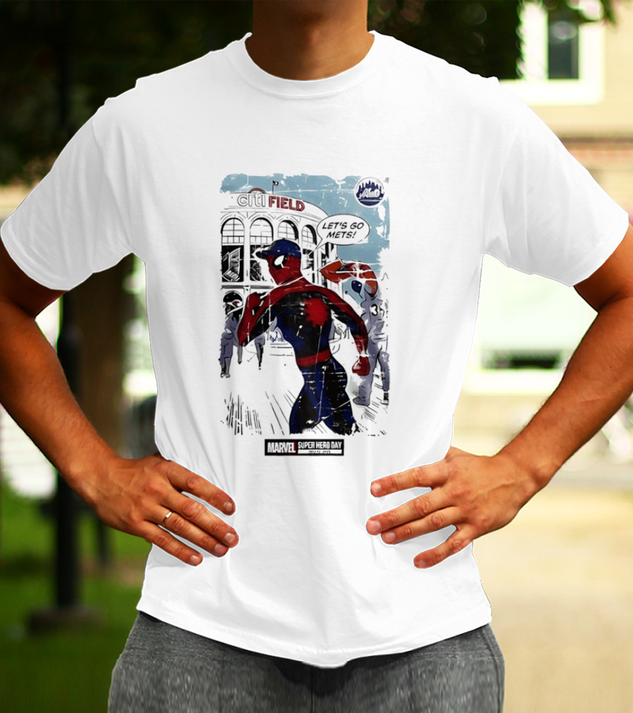 Marvel Spiderman Citi Field Let's Go Mets T-Shirt