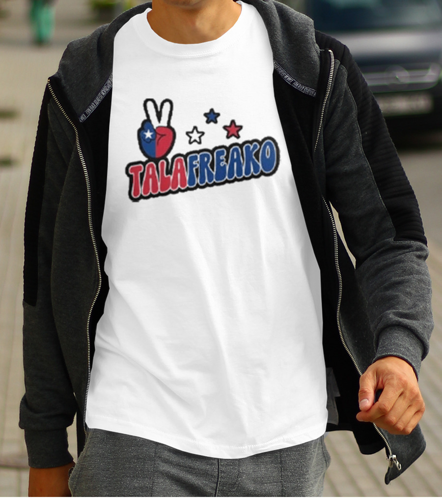 TALAFREAKO Chilean Flag Peace Sign Stars Patriotic T-Shirt