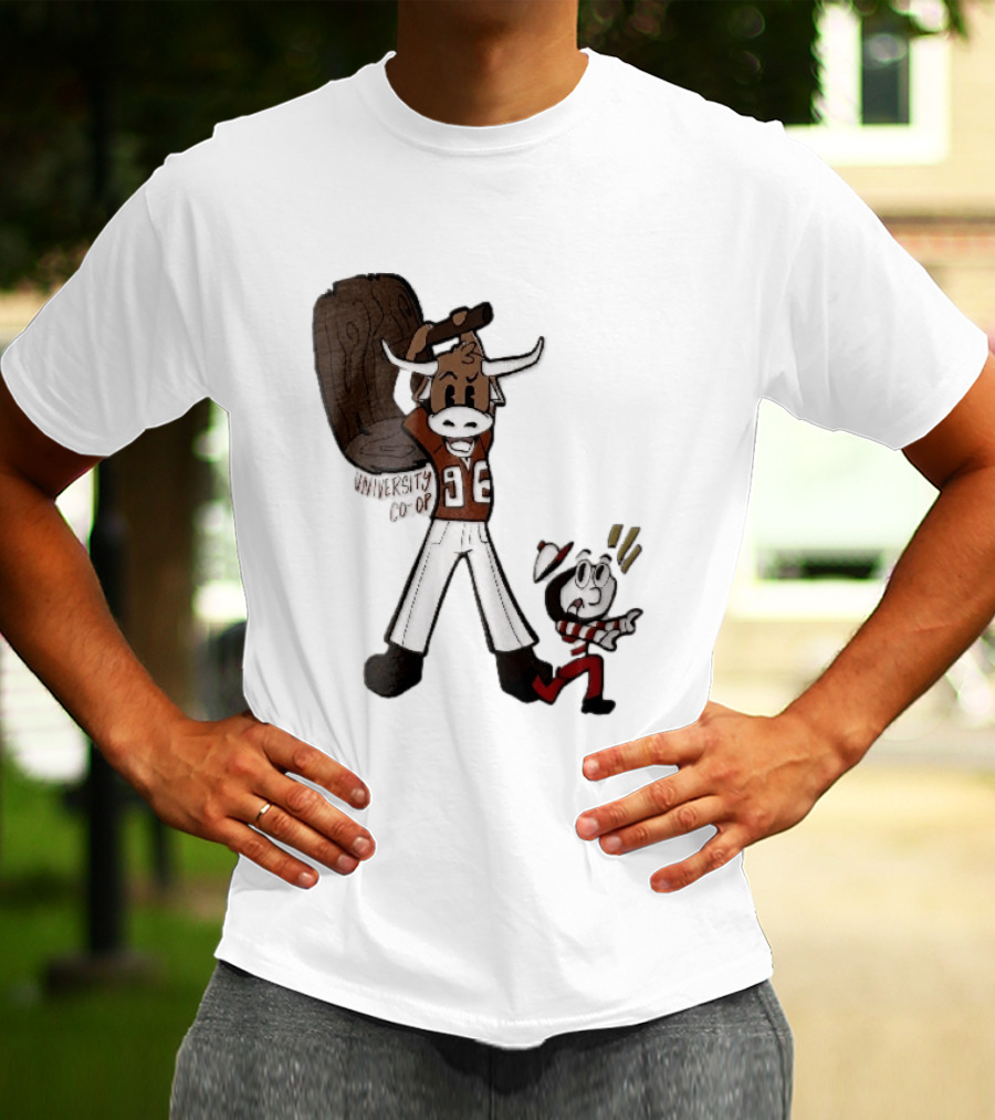 Texas Longhorns University Co Op Cartoon Longhorn 96 Football T-Shirt