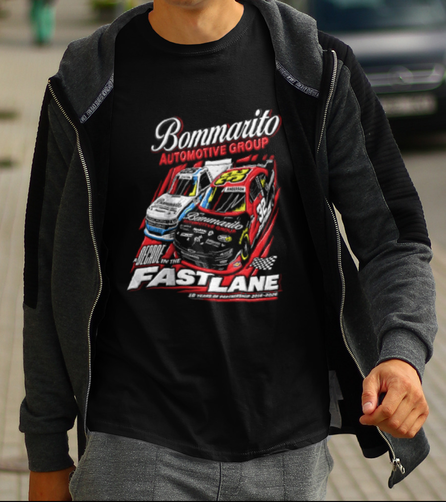 Bommarito Automotive Group Decade Fast Lane Anderson 10 Years Partnership 2016 2026 Race Cars T-Shirt