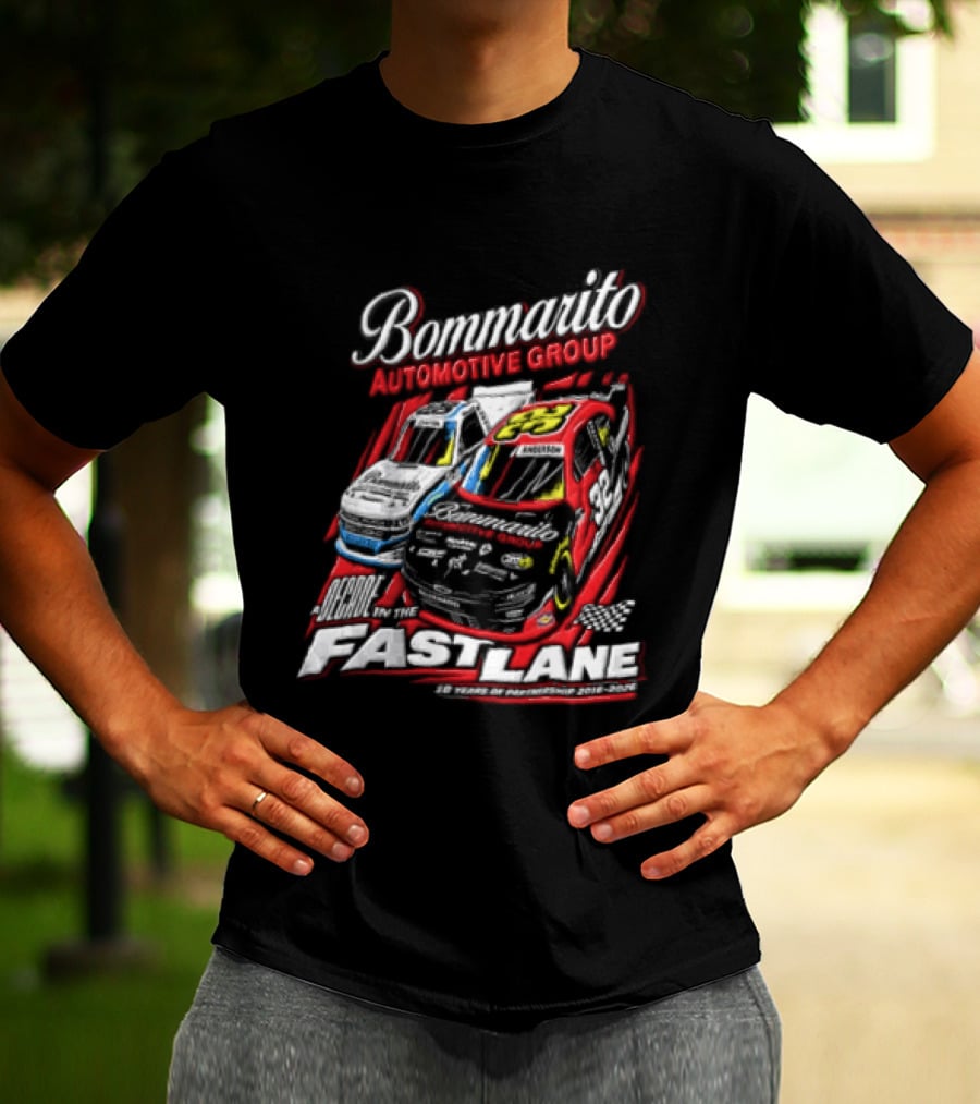 Bommarito Automotive Group Decade Fast Lane Anderson 10 Years Partnership 2016 2026 Race Cars T-Shirt