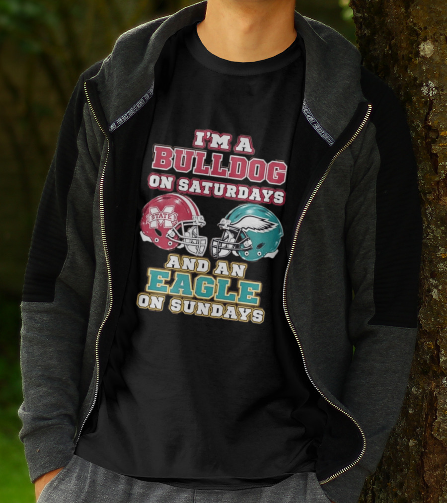 Mississippi State Bulldogs And Philadelphia Eagles Football Fan Saturdays And Sundays T-Shirt