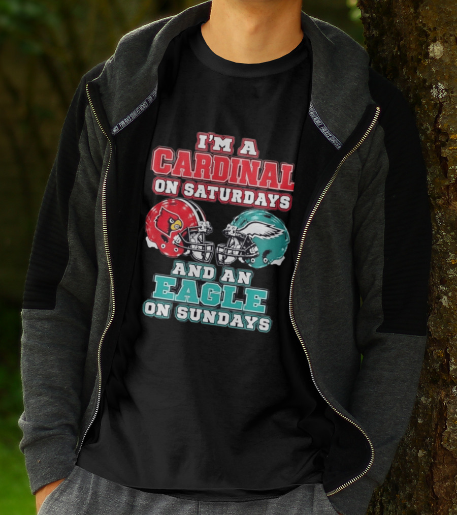 I'm A Cardinal On Saturdays And An Eagle On Sundays Football Helmets T-Shirt
