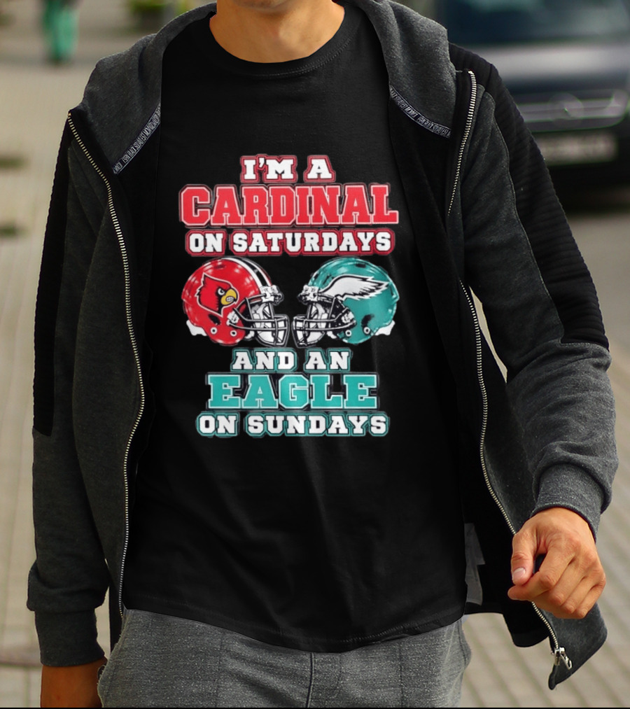 I'm A Cardinal On Saturdays And An Eagle On Sundays Football Helmets T-Shirt