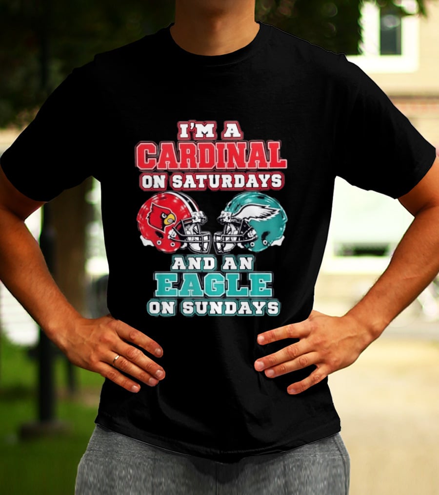 I'm A Cardinal On Saturdays And An Eagle On Sundays Football Helmets T-Shirt
