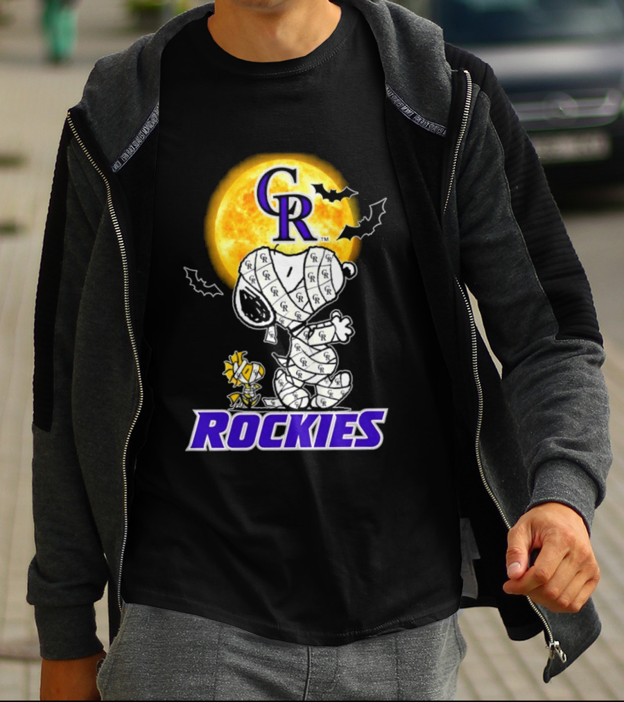 Colorado Rockies Snoopy Woodstock Mummy Halloween Cosplay Moon T-Shirt