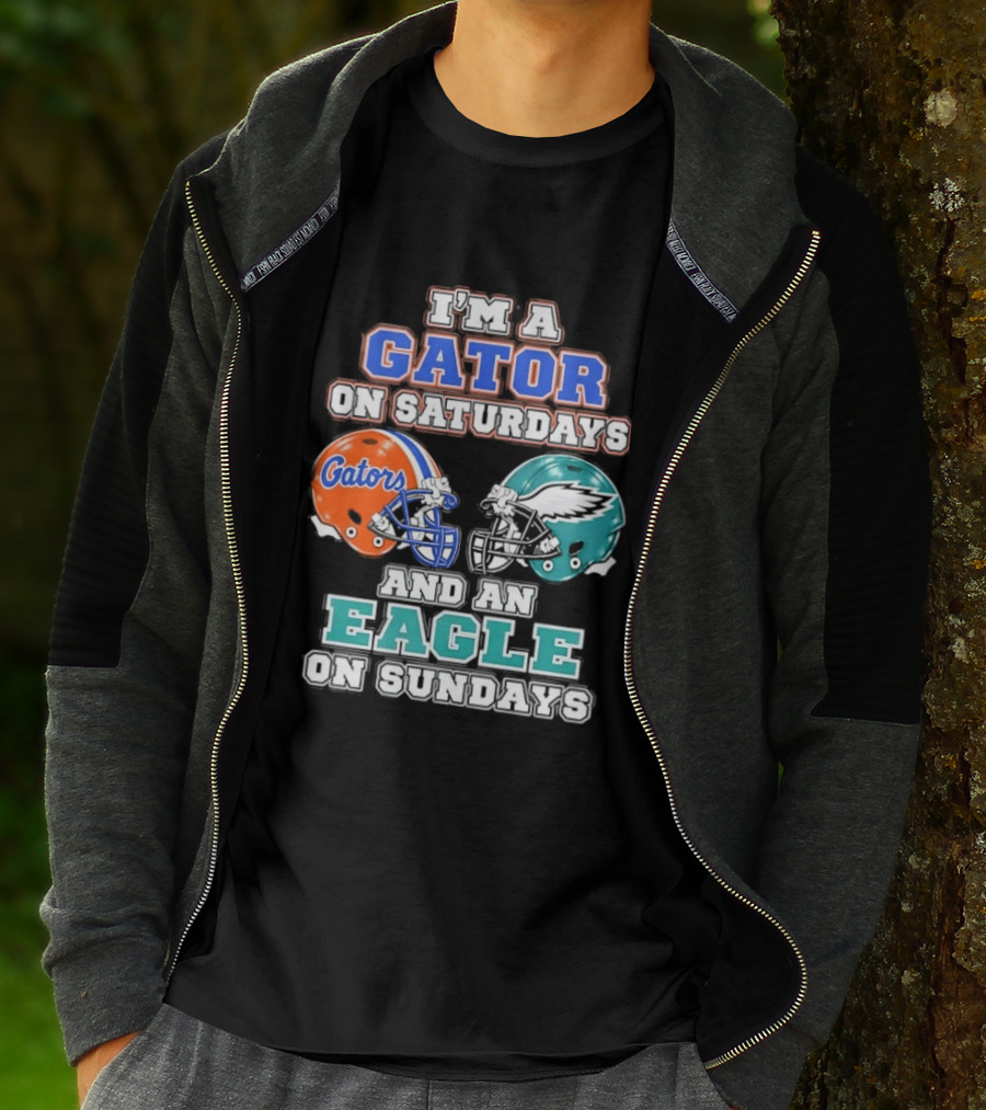I'm A Gator On Saturdays And An Eagle On Sundays Football Helmets T-Shirt