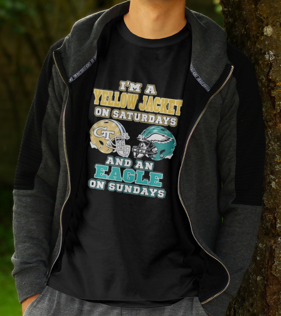 I'm A Yellow Jacket On Saturdays And An Eagle On Sundays GT Football Helmets T-Shirt