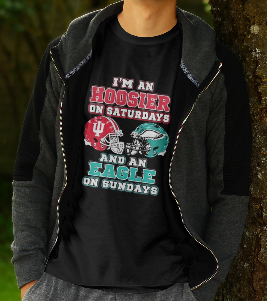Indiana Hoosier Saturdays Philadelphia Eagle Sundays Football Fan Gear T-Shirt
