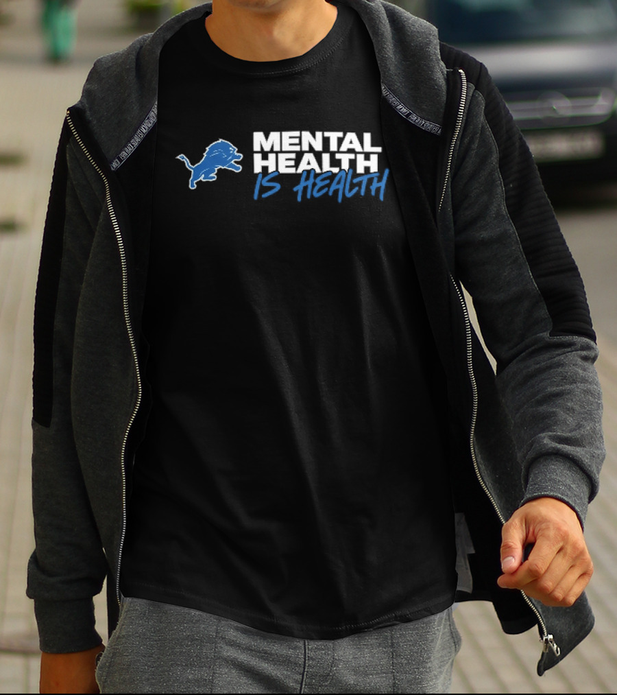Detroit Lions Mental Health Is Health Blue Lion T-Shirt