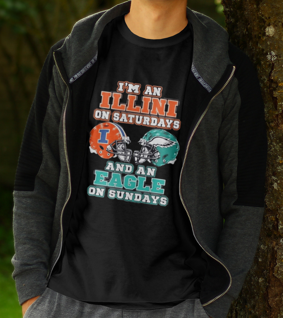 I'm An Illini On Saturdays And An Eagle On Sundays Football Helmets T-Shirt