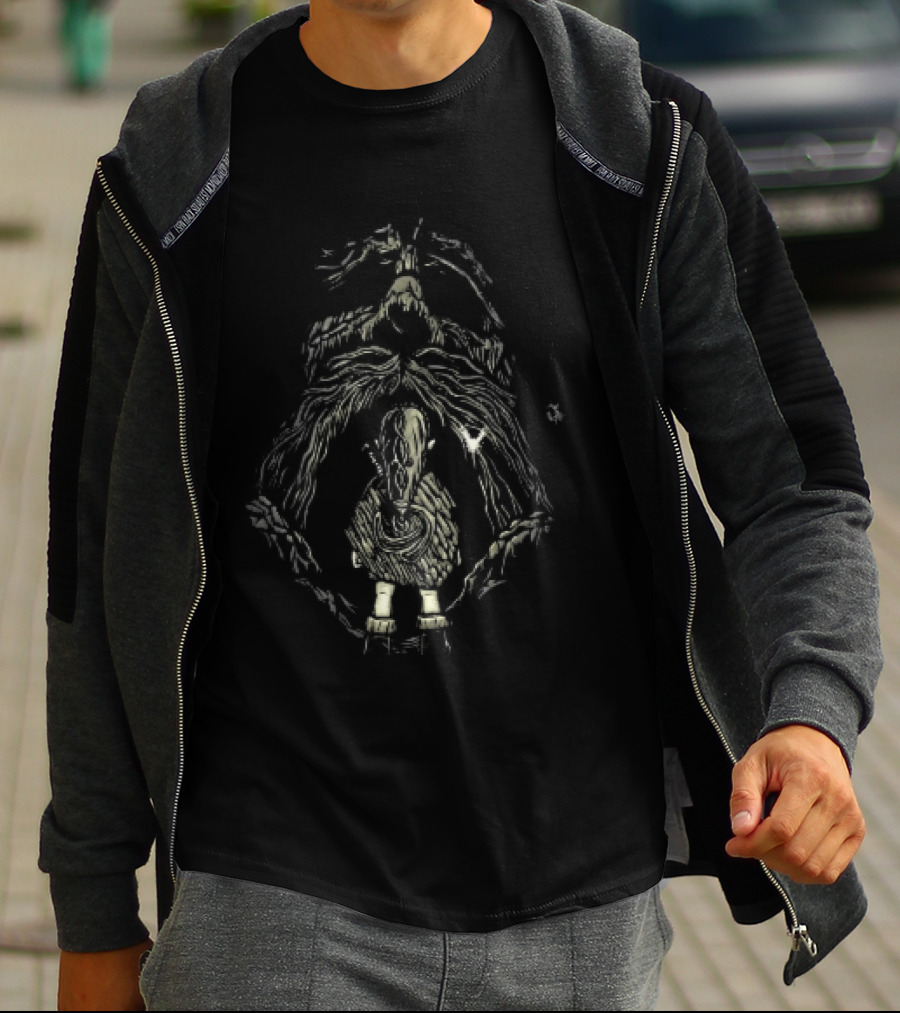 Link Back View At Great Deku Tree Glowing Fairy Entrance T-Shirt
