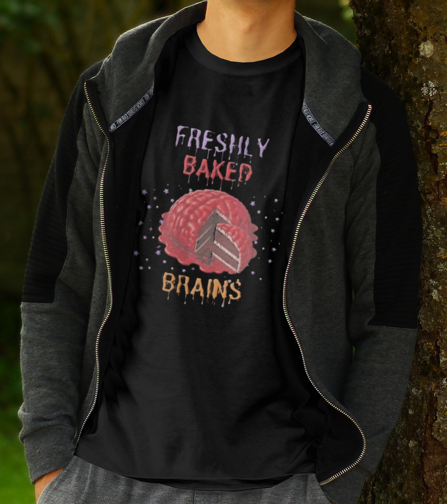 Freshly Baked Brains Red Layered Cake Slice With Stars T-Shirt