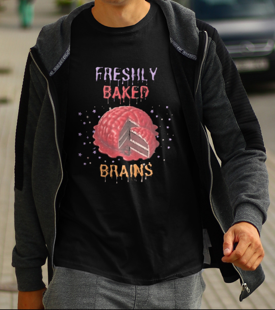 Freshly Baked Brains Red Layered Cake Slice With Stars T-Shirt