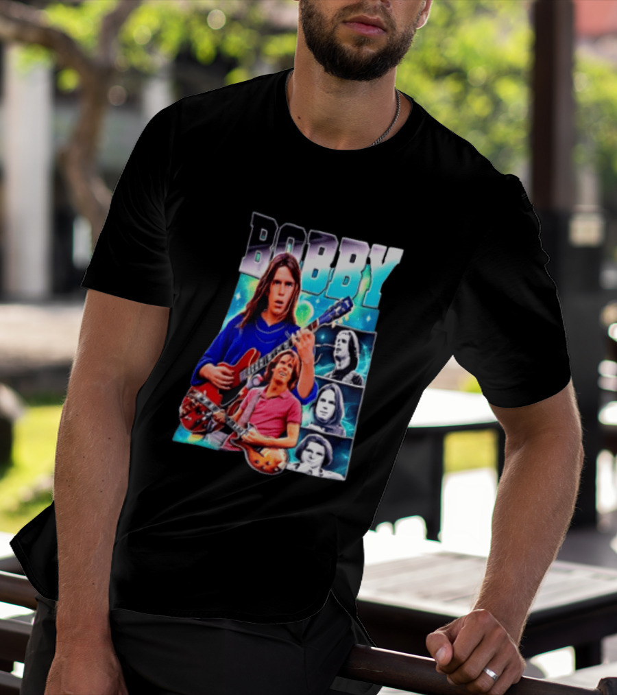 Bobby Guitarist Red Electric Guitar Collage Retro Photos T-Shirt