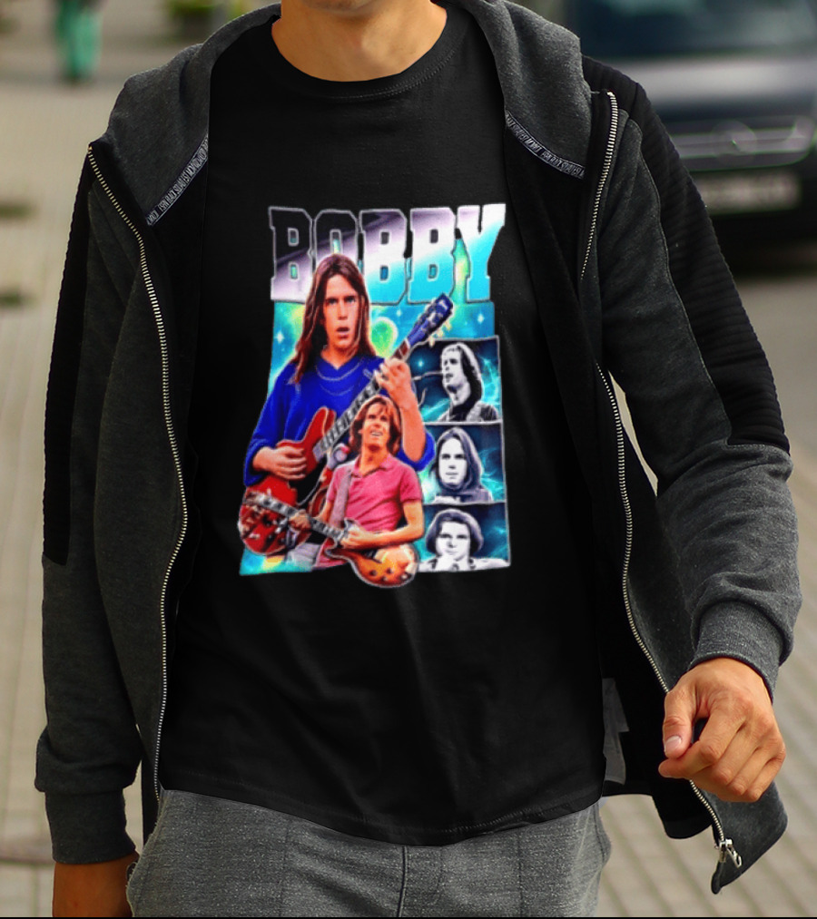 Bobby Guitarist Red Electric Guitar Collage Retro Photos T-Shirt