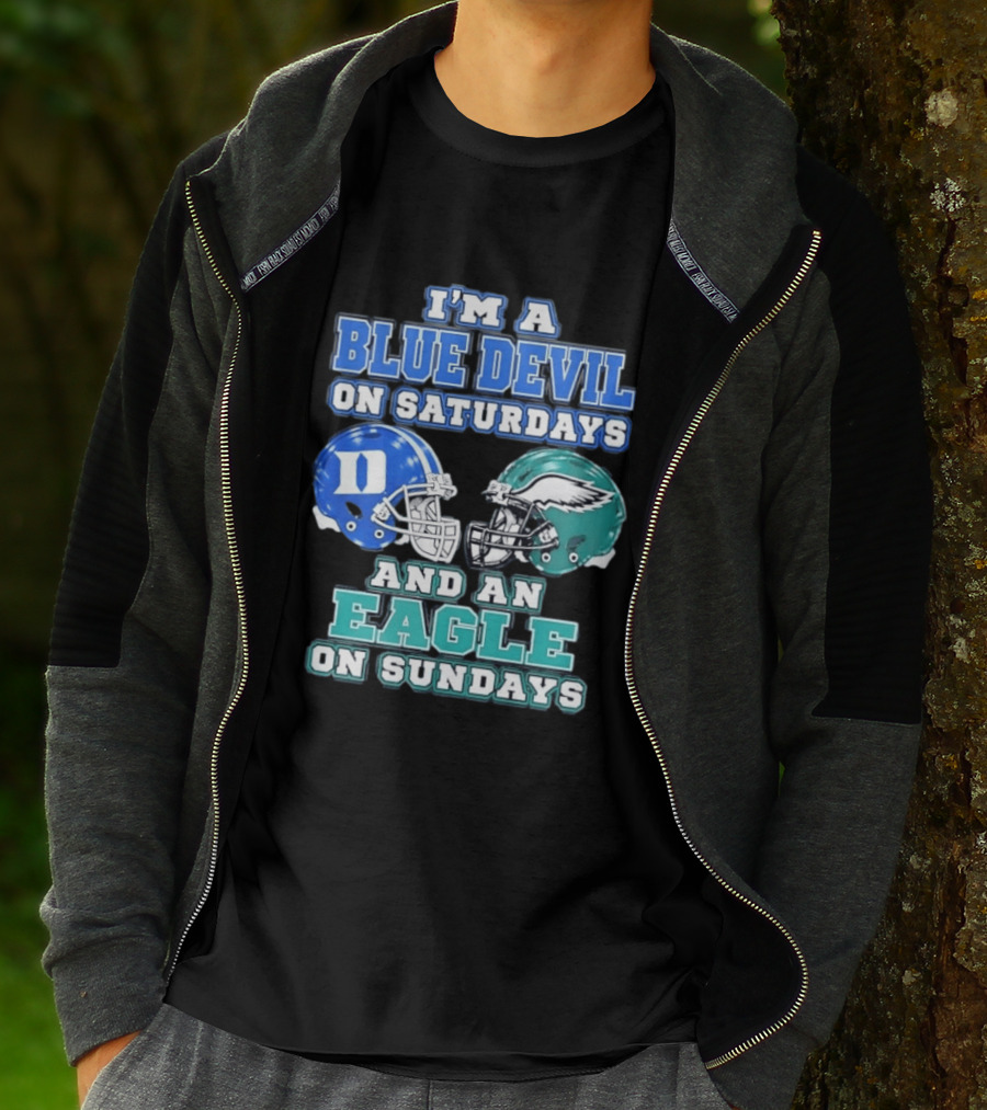 I'm A Blue Devil On Saturdays And An Eagle On Sundays Football Helmets T-Shirt