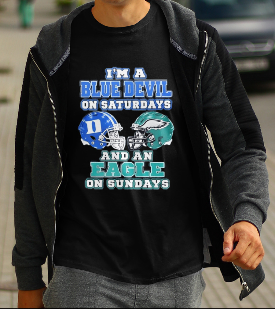 I'm A Blue Devil On Saturdays And An Eagle On Sundays Football Helmets T-Shirt