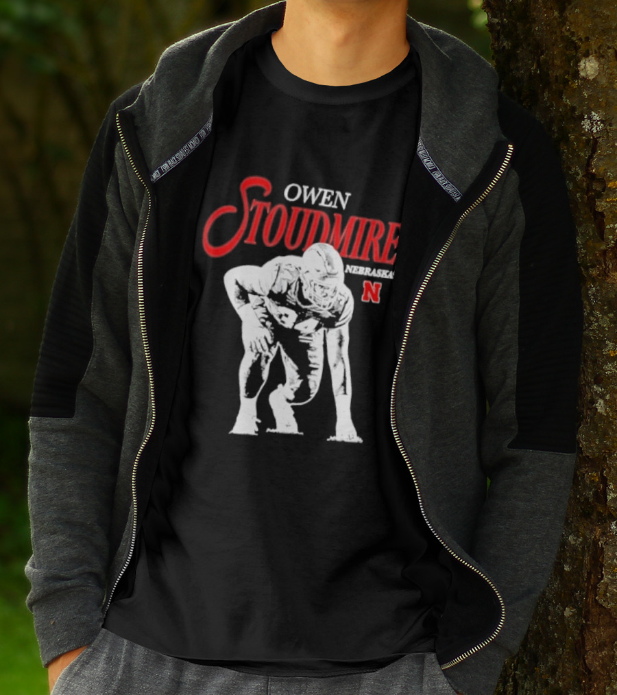Owen Stoudmire Nebraska Cornhuskers NCAA Football Pose T-Shirt