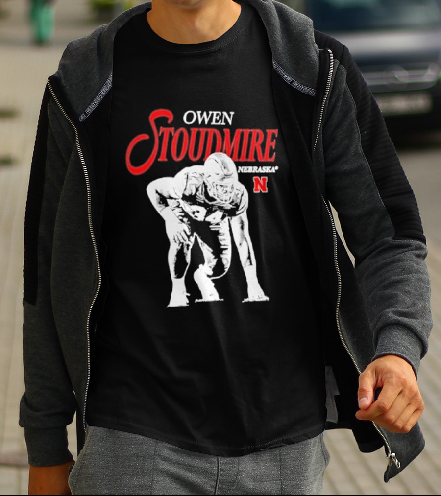 Owen Stoudmire Nebraska Cornhuskers NCAA Football Pose T-Shirt