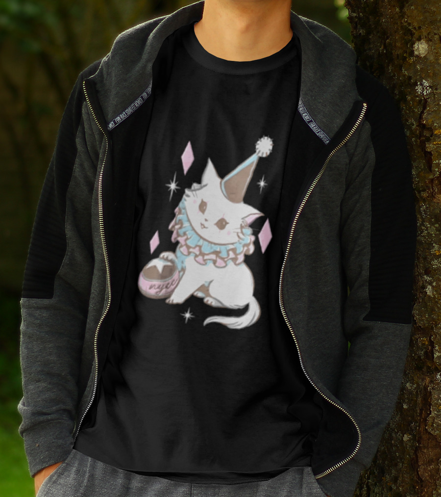 Popverse Superfans NYCC 2026 Mock Neck Cat Clown Nyeee T-Shirt
