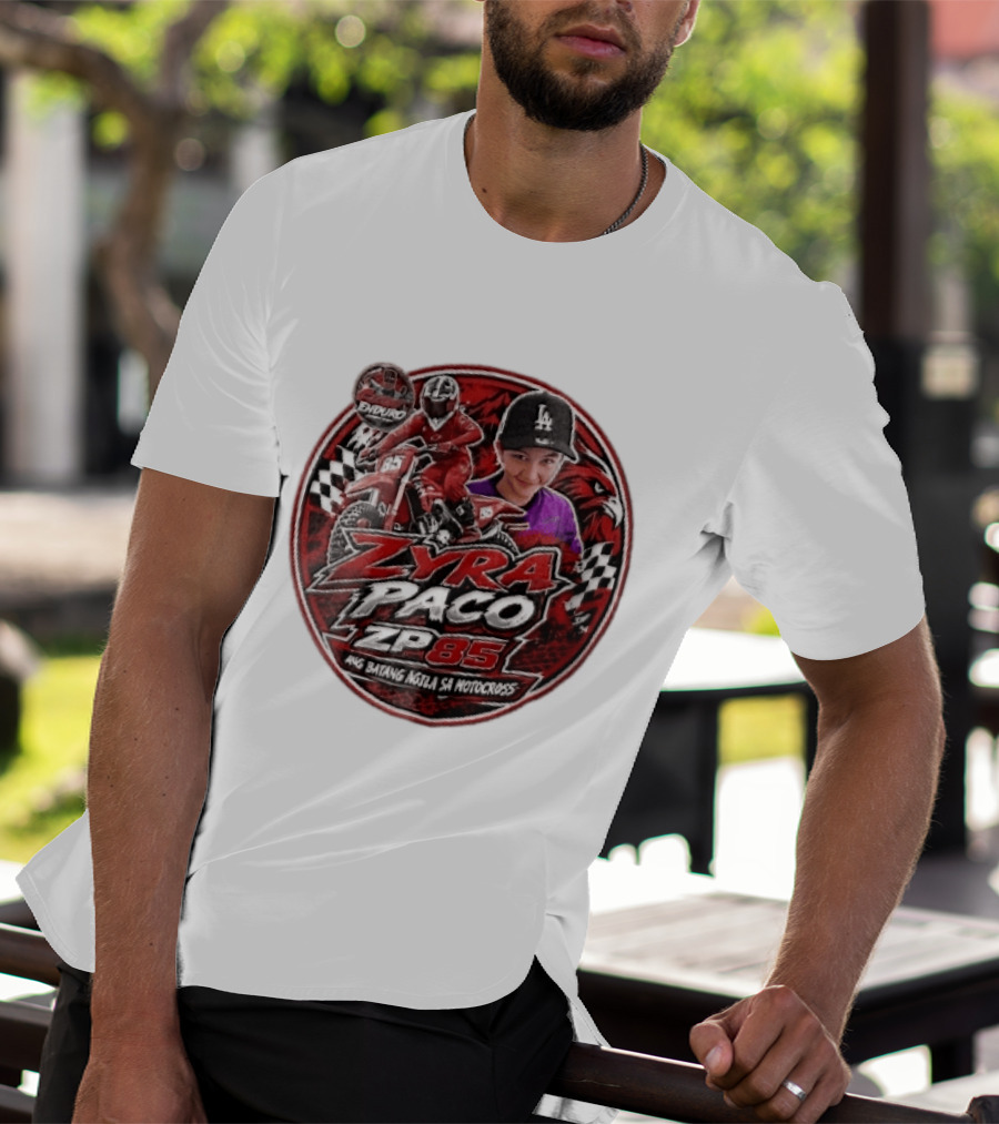 Zyra Paco ZP85 Enduro Ang Batang Agila SA Motocross Dirt Bike Rider Eagle Checkered Flags T-Shirt