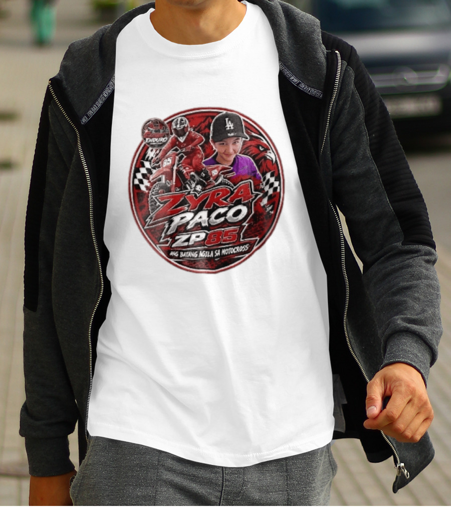 Zyra Paco ZP85 Enduro Ang Batang Agila SA Motocross Dirt Bike Rider Eagle Checkered Flags T-Shirt